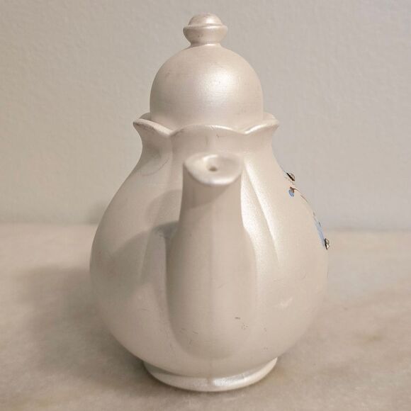 Berger Italy Fine Porcelain Pearl Ivory Pot Cruet with rhinestones - Picture 4 of 7